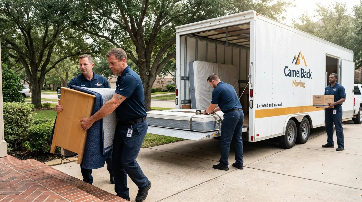 Crew loading residential truck for cross-state move from Charlotte Hall, MD