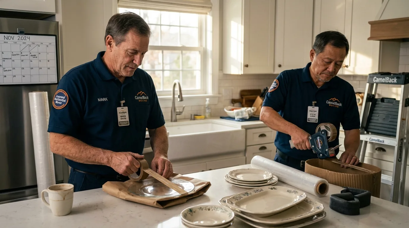 Professional crew packing kitchen dishware in Charlotte Hall, MD